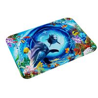 Zippem Flannel Vintage Style Marine Animal Printed Floor Mat Absorbent Non-slip Carpet Doormats