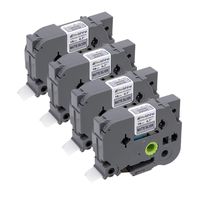 Molshine Compatible Tze Extra Strength Adhesive Laminated Matte Label Tape,Replacement for Brother P-Touch TZeSM941 TZe-SM941 TZ-SM941,Black on Matte Silver,18mm x 8m (3/4 inch x 26.2 feet),4 Pack