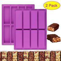 Palksky (2 Pcs) 8 Cavity Large Rectangle Granola Bar Silicone Mold/Nutrition/Cereal Bar Molds Energy Bar Maker for Chocolate Truffles Ganache Bread Brownie Cornbread Cheesecake Pudding Butter Mould