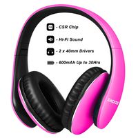 Bluetooth Headphones Over Ear, Hi Fi Stereo Wireless Headset, Foldable Soft Memory-Protein Earmuffs, 30Hrs Playtime, w/Built-in Mic and Wired Mode for Cell Phones PC TV Girls Women