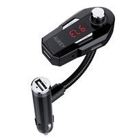 AUKEY Bluetooth FM Transmitter, Radio Adapter Car Kit with 3.5mm Audio Plug and USB Input for Mobile Audio Output Devices