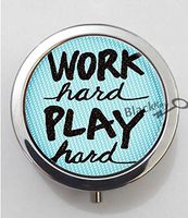 BlackKey Work Hard Play Hard 3-Compartment Decorative Pocket Gift Box Case Organizer for Pill, Color 1 -834