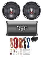 2 BOSS P126DVC 12" 2300W Car Subwoofers Subs + 1600W 2-Ch Amp + 8 Gauge Amp Kit