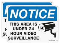 Westshine 2 Pack Video Surveillance Sign,Security Alert - 24 Hour Video Surveillance,14"x10" .040 Aluminum No Trespassing Metal Reflective Warning Sign,UV Protected & Waterproof (2 Pack)