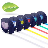 Replacement for Dymo LetraTag Label Refills Plastic Tape 12mm (Dymo 91331 16952 91332 91333 91334 91335 - Colored), 1/2 inch x 13 feet, for Dymo LetraTag LT-100H and LetraTag XR, 6-Pack, by Markurlife
