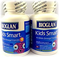 BioGlan Kids Smart Hi DHA Omega-3 Fish Oil 30 ea, Chewable Burstlets, Berry,Pack of 2