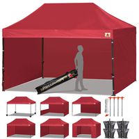 ABCCANOPY Canopy Tent Popup Canopy 10x15 Pop Up Canopies Commercial Tents Market stall with 6 Removable Sidewalls and Roller Bag Bonus 4 Weight Bags and 10ft Half Wall, Burgundy
