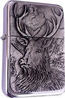 Reallyusefulgifts Chrome Star Lighter with Pewter Stag/Monarch Stag Emblem, Complete with Metal Gift Tin