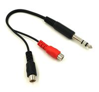 Poyiccot 6.35mm 1/4 inch TRS Stereo Jack Male to 2 RCA Female Plug Y Splitter Adapter Cable 20cm/8inch (635M-2RCAFM)