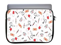 Cute Medical Stethoscope and Bandaids 11x14 inch Neoprene Zippered Laptop Sleeve Bag by Sorem Designs for MacBook or Any Other Laptop