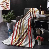 PCNBDJC Warm Blanket Modern Retro Style Diamond Like Border Line Geometrical Artwork Design Machine Washable W54 x L84 Inch Ruby Caramel Brown and Tan