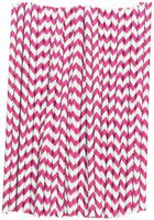 Chevron Paper Straws (Hot Pink and White, 25)
