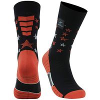 RANDY SUN Waterproof Flag Socks, Ultralight Mid Calf Athletic Socks for Men and Women, Athletic Cushion Hiking Running Walking Socks, 1 Pair-Black&Red Small