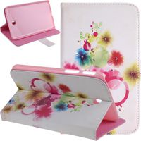Galaxy Tab 3 7.0 Case,Butterfly Fairy and Flower Inlaid Shiny Glitter Diamond Pu Leather Flip Protective Case Cover for Samsung Galaxy Tab 3 7.0 P3200/ P3210/ T210/ T211,Colorful Flowers