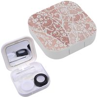 Portable Contact Lens Case Box Travel Kit Mirror + Bottle + Tweezers Container Holder [ Lace Fabric ]