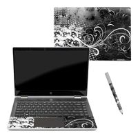 MightySkins Skin Compatible with HP Pavilion x360 14" (2018) - Black Flourish | Protective, Durable, and Unique Vinyl Decal wrap Cover | Easy to Apply, Remove, and Change Styles | Made in The USA