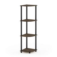 Furinno Turn-N-Tube 4-Tier Corner Display Rack Multipurpose Shelving Unit, Columbia Walnut/Black
