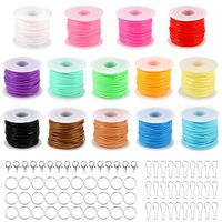 PP OPOUNT 14 Colors Gimp Bracelet Scoubidou String Plastic Lacing Cord with 30 Pcs Snap Clip Hooks, 30Pcs Key Chain Ring Clips, 20 Pcs Lobster Clasps for Friendship Bracelets, Jewelry Making DIY Craft