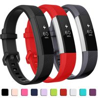 GEAK Compatible with Fitbit Alta and Alta HR Band, Soft Classic Accessories Sport Bands Compatible for Fitbit Alta HR/Fitbit Ace,Black Gray and Red,Large