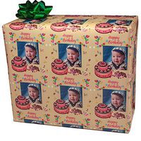 Birthday Custom Gift Wrap | Personalized Photo Gift Wrapping Paper (10 Foot Roll, Cake and Candy)