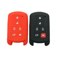 WFMJ 2Pcs Black Red Silicone Smart 6 Buttons Remote Key Case Cover Chain for 2011-2017 Toyota Sienna