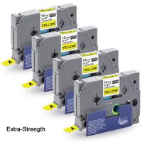 Absonic Tze-S631 Tze S631 Tape 12mm 0.47'' Laminated Yellow Extra Strength Compatible for Brother P-Touch PTD210 PT-D400 PT-D600 PT-D200 PTH110 PT-H100 PT-P710BT Label Maker, 1/2in x 26.2ft, 4-Pack