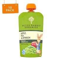 Peter Rabbit Organics, Pea, Spinach and Apple Puree, 4.4-Ounce Pouches (Pack of 10)