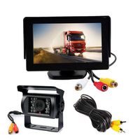 12V-24V 4.3" Car LCD Monitor + Waterproof 18 LED IR Night Vision Vehicle Auto Reverse Parking Backup Camera Rear View Kit with 10M Cable