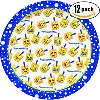 Hanukkah Plates 9 Inch - Emoji Dreidel Design - Chanukah Plates