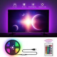 USB LED Light Strip TV Backlight for 32-60 Inch TV LED Bias Lighting, Mood Lighting Decoration for Home Theater, Gaming Room, Man Cave, 16 Colors, 4 Modes, 8.2ft