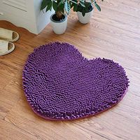YJ-Bear Solid Color Chenille Lovely Heart Shape Non-Slip Indoor Outdoor Microfiber Doormat Small Inside Outside Front Door Mat Carpet Shaggy Floor Area Rug mat Soft Bath Mat Shower Mat - [Purple]