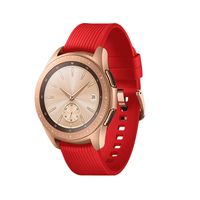 TECKMICO Galaxy Watch Bands,20mm Silicone Replacement Bands Compatible for Samsung Galaxy Watch 42mm with Rose Gold Watch Buckle for Women Men Gift (Red, Rose Gold Buckle)