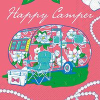 Celebrate the Home Simply Southern 3-Ply Paper Cocktail Napkins, Happy Camper, 20 Count