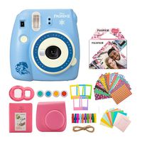 Fujifilm instax Mini 9 Disney Frozen 2 Edition Instant Camera with Confetti Mini Film and 7-in-1 Gift Bundle (3 Items)