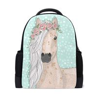 Fashion Backpack Flower Horse Laptop Backpack School Bag for Outdoor Work School