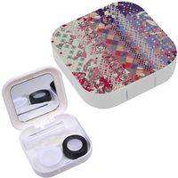 Portable Contact Lens Case Box Travel Kit Mirror + Bottle + Tweezers Container Holder [ Art Grunge ]