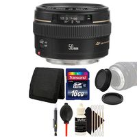 Canon EF 50mm f/1.4 USM Lens + 16GB Memory Card + Wallet + Rear & Front Lens Cap + Lens Pen + Dust Blower + 3pc Cleaning Kit