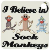 3dRose I Believe In Sock Monkeys - Key Chains, 2.25 x 4.5 inches, set of 2 (kc_105557_1)