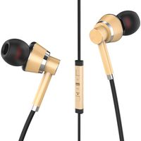 Wired Headphone Metal Earbuds by Amasing Noise Cancelling Stereo Heave Bass Earphones with Micphone Mic with Volume Control，in Ear Headphones Magnetic Design for iPhone 5 6 for Samsung M11 Gold 2