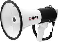 Vixen Horns Loud Pro Megaphone/Bullhorn/PA with Siren, Voice Recording, Auxiliary and DC 12V Car Adapter Input Black/White VXM2350A