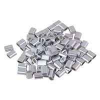 CNBTR 3mm Oval Shape Sliver Aluminum Crimping Loop Wire Rope Clip Sleeves Clamps for M3 Wire Rope Pack of 100