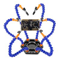 Soldering Station with Six Flexible Arms Metal Base Soldering Tool 6 Soldering Aid Vise Aluminum Base for Soldering, Assembly, Repair, Modeling, Hobby, Crafts