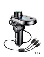 Bluetooth FM Transmitter for Car, Wireless Radio Adapter Car Kit with Fast Charger 3.1A, Support TF Card Slot USB Flash Drive and Handsfree Calling，with Lighting/Mirco/Type C Charging Port (Sliver-B)
