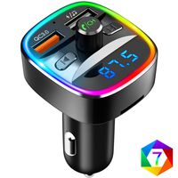 ZEXMTE Bluetooth FM Transmitter for Car QC 3.0 Wireless Bluetooth FM Audio Transmitter Adapter with Hands-Free Calling,Support USB Disk, Universal Bluetooth Transmitter Car kit