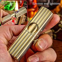 Antique Style Oil Lighter,Metal Pure Copper Lighter with Ejection Ignition, Replaceable Flint Refillable Cool Lighters