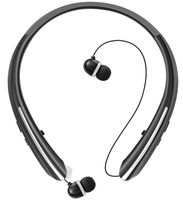 Bluetooth Retractable Headphones, Wireless Earbuds Neckband Headset Sports Noise Cancelling Stereo Earphones with Mic (12 Hrs Playtime, Call Vibrate Alert, Black)