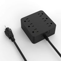 Power Strip with USB, 6 AC Outlets 4 USB Ports Surge Protector Powers Strip,10A 5ft Extension Cord,Overload Protection, Compact Size for Travel, Home and Office, 1875W/10A, Black