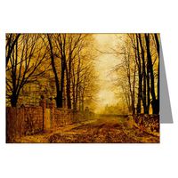 12 Vintage Notecard set of John Atkinson Grimshaw Victorian Painting of London Street Scene titled Golden Eve