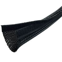 Electriduct 1.25" Side Entry Cable Wrap Braided Sleeving with Hook & Loop Fastener - 50 Feet (Black)