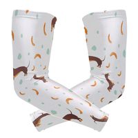 Fashion Sports Arm Supports Red Dachshund Dog Vector Basketball Shooter Sleeves Sunscreen Cuff Stretched Fabric for Football, Volleyball, Baseball Protection, Youth & Adult Sizes(1 Pair)
